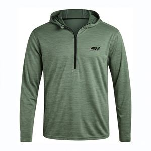 Sweat-shirt à col zippé pour homme, décontracté, tricoté, pour usage quotidien, en mélange de coton et 100% polyester, modèle Marital - Product Image 1