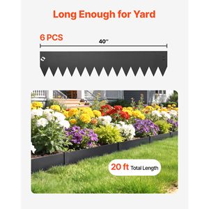 Bordatura per Giardino in Acciaio Zincato, Confezione da 6, 40 x 8 Pollici, con 6 Clip di Montaggio, Metallo Pieghevole per Paesaggistica e Terrazze - Product Image 4