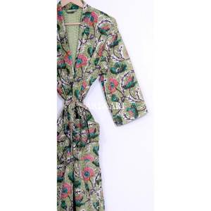 Robe Kimono Traditionnelle Indienne Vintage Kantha Faite à la Main pour Femme, 100% Coton, Motif Floral, Respirante, Idéale pour la Maison - Product Image 5