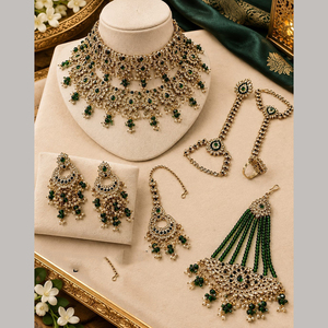 JeweleMarket Parure de mariée plaquée or avec cristaux et strass, style ethnique, pour mariage, fiançailles, anniversaire, fête, modèle 10576038 - Product Image 1