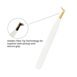 Pinzas de Fibra de Plasma Doradas para Extensión de Pestañas, Pinzas para Pestañas con Logotipo Personalizado, Juego de Pinzas con Mango Antideslizante de Bahasa Pro - Product Image 2