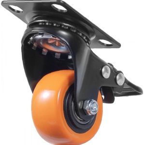 Set 4 pezzi Ruote a piastra girevole da 2 pollici a doppia chiusura di sicurezza con ruote in PVC senza rumore capacità di carico pesante 150 mobili - Product Image 6