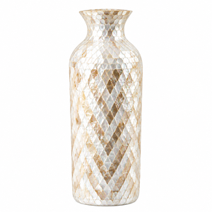 Vase conique artisanal en nacre incrustée, style Art déco irrégulier, décoration de table pour la maison - Product Image 1