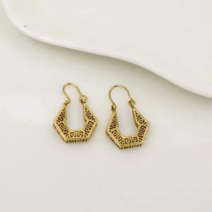 Pendientes de Aro Geométricos Chapados en Oro, Estilo Vintage, Joyería de Moda Cristiana Unisex, Aleación de Latón, Regalo - Product Image 4