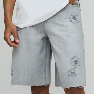 Custom Oversized Baggy Denim Jorts <b>Men</b> Vintage Washed Wide Leg Hip Hop Streetwear Blue Jean Shorts OEM Manufacturer Supplier - Product Image 6
