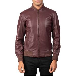 Chaqueta Bomber Elegante de Piel de Oveja con Forro de Poliéster, Cierre de Cremallera, Cuello Varsity y Puños de Punto Acanalado - Product Image 2