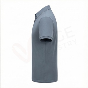 Polo à manches courtes gris pour homme, 100% coton piqué, respirant, décontracté, design tricoté uni, coupe classique - Product Image 2