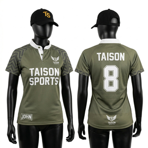 Camiseta de Rugby para Mujer de Alta Calidad, 220 GSM, Poliéster, Verde Oliva, Paneles de Manga en Contraste, Absorbe la Humedad, Logotipo Personalizado - Product Image 1
