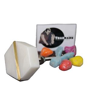 Marble Drawer Knob Latest Design White Hexagon Shape With <b>Thin</b> Brass Strip in Middle for Furniture & Hardware Tradnary Sambhal - Product Image 1