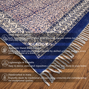 Unique Floral Cotton Block Printed Handmade Bohemian Style Eco-Friendly Non-Slip Rug Decorative Area <b>Carpet</b> Interiors - Product Image 4