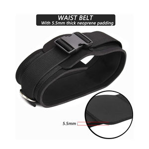 <b>Adjustable</b> Black Neoprene Dip Belt with Buckle Steel <b>Rings</b> for Weighted Training Pull Ups Professional Protection Compression - Product Image 3