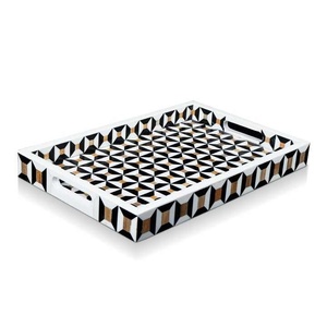 Bandeja de Servicio Exclusiva con Incrustaciones de Hueso, Bandeja de Madera Hecha a Mano de Lujo para Servir Té, Café y Desayuno - Product Image 4