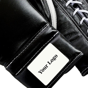 Gants de boxe en cuir noir et or, fermeture à lacets au poignet, pour adultes, équipement d'entraînement d'arts martiaux - Product Image 6