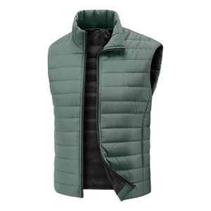 Chaleco sin mangas de invierno para hombre, talla grande, chaqueta acolchada de algodón grueso, cuello alto, color sólido, cálido, con cremallera - Product Image 1