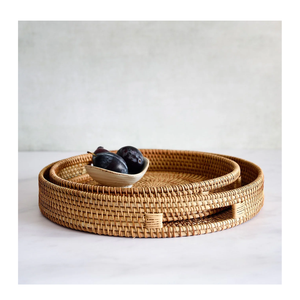 Plateau élégant en rotin tressé pour salon, cuisine, bureau, garage - Rangement multifonctionnel pour vaisselle - Meilleur prix du marché - Product Image 1