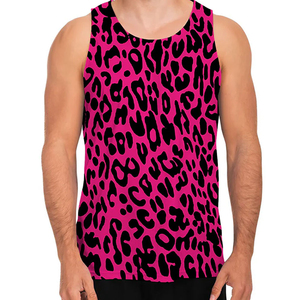 Débardeur pour homme grande taille, imprimé léopard violet et noir, en tissu de coton doux, sans manches, style décontracté, été, design personnalisé - Product Image 2