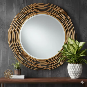 Miroir mural élégant et luxueux avec cadre en fer, design moderne, miroir décoratif pour salon, chambre à coucher, intérieur de maison, vente en gros - Product Image 4