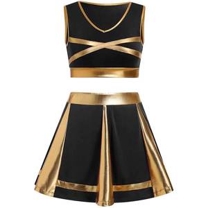 LUXE ENTERPRISES USA Patriotic Heat-Transfer Printed 140g Polyester Cheerleader Dress Red Bow for Adult <b>Skirt</b> Style Uniforms - Product Image 3