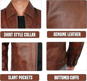 Crocodile Skin Embossed Vintage Style Autumn Season Canvas <b>Jacket</b> Coat 100 Percent Genuine Cowhide <b>Mens</b> <b>Leather</b> <b>Jacket</b> Wholesale - Product Image 5