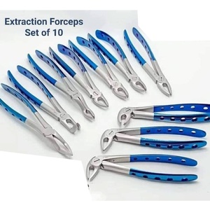 Juego de 10 Fórceps para Extracción Dental, de Acero Inoxidable Azul, Instrumentos Profesionales para Extracción de Dientes para Clínicas Dentales - Product Image 1