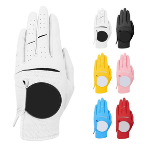 Guantes de golf blancos y naranjas de cuero Cabretta, antideslizantes, transpirables, unisex, modelo VV-GG-632 de Vantrex Industries - Product Image 1
