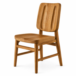 <b>Scandinavian</b> Eco-Friendly Waterproof Solid Teak Wood <b>Dining</b> <b>Chair</b> Ergonomic Contoured Seat Sculpted Home Office Apartment - Product Image 1