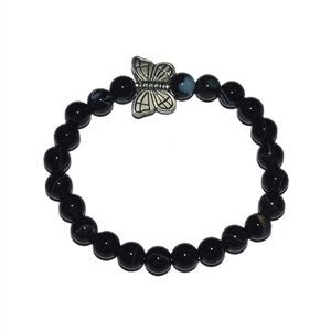 Pulsera con Dije de Mariposa de Cristal de Ónix Negro - Accesorio de Moda al por Mayor - Product Image 2