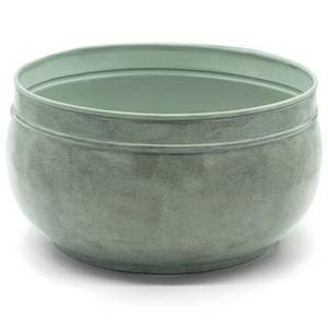 Pot de rangement pour tuyau d'arrosage de jardin en métal vert texturé moderne avec couvercle et poignées latérales, organiseur extérieur - Product Image 4