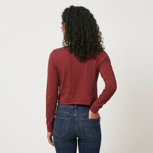 Camiseta Deportiva Hawk Eye en Oferta, Cuello Halter, Cuello en V, Holgada, Color Sólido, Suave y Transpirable, 100% Algodón, Manga Corta para Mujer - Product Image 4
