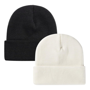 Gorro de Punto Unisex ODM de Color Sólido, 100% Acrílico, Gorro de Invierno para Adultos de 56-58 cm, Estilo Casual, Gorro Morado y Negro - Product Image 2