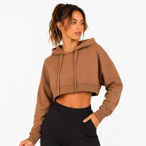woman crop hoodie featuring quality stitching breathable material cropped fit for trendy fashion comfortable everyday - Product Image 1