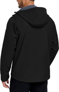 Veste softshell noire à capuche pour homme, fermeture éclair, coupe-vent, décontractée, pour l'hiver et les activités de plein air, coupe régulière, en polyester. - Product Image 6