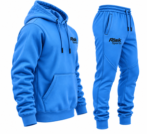 Ensemble jogging pour homme bleu, sweat-shirt à capuche 100% coton avec pantalon de jogging à poches, vêtements de sport - Product Image 2