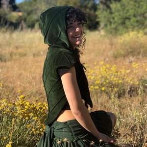 Handmade Leaf Hooded Vest For Women Pixie Fairy Festival Clothing With Nature Design Perfect For Layering And Outdoor Events - Product Image 2