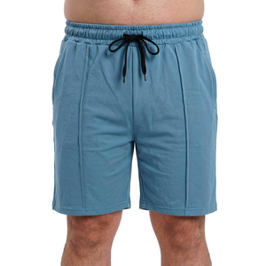 Men's <b>Slate</b> Blue Cotton Polyester Blend Shorts with Drawstring Waist Casual Breathable Bermuda Length Solid Color Knitted Fabric - Product Image 2