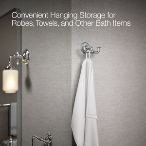 Porte-manteau mural en métal robuste à double crochet, support de serviettes, forte capacité de charge, en fer antirouille - Product Image 2