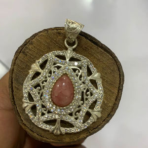 Collier en argent sterling et coquillage pour femme, bijoux et pierres précieuses, argent allemand, rhodochrosite. - Product Image 1