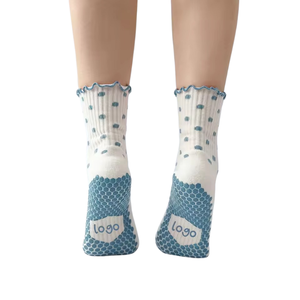 Wholesale Custom Ruffle Dot Pattern Dual <b>Grip</b> Non-Slip Autumn Knitted Pilates <b>Socks</b> Women Youth Breathable Cotton Yoga - Product Image 2