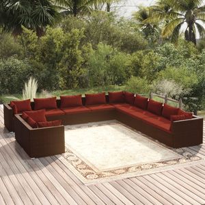 Set Lounge da Giardino Rosso Cinnamon, Mobili da Esterno in Rattan Marrone, 10+ Posti, Design Tropicale, Resistente alle Intemperie - Product Image 1