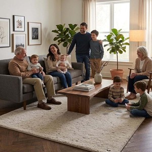 Hand Loom Neutral Area Rug Large Soft Carpet for Living Room Bedroom Modern Minimalist Home Decor Elegant <b>Flooring</b> Indoor Uses - Product Image 1