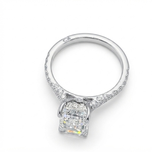 Magnífico Anillo de Diamante Cultivado en Laboratorio con Esmeralda de 3.48 CT en Platino PT950 para Mujer - Product Image 2