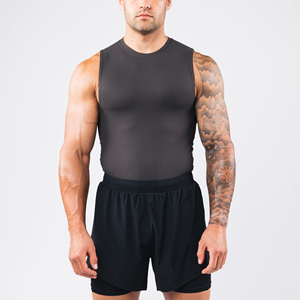 Camisetas sin mangas Gava Wear personalizadas de poliéster de secado rápido, ajustadas, para correr, gimnasio, deportes, con estampado por transferencia de calor, sublimadas para hombre. - Product Image 2