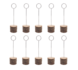 Soporte de metal con base de madera para tarjetas de lugar, soporte para números de mesa, tarjetas de nombre y fotos, producto muy vendido. - Product Image 6