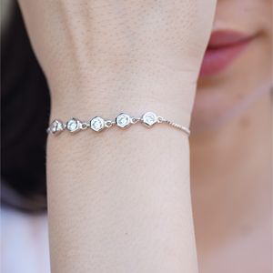 Bracelet à chaîne réglable en argent Sterling 925 pour femmes, élégant et classique, Design Hexagon, pierres de diamant scintillantes, bijoux cadeau Zyorio - Product Image 5