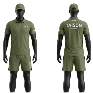 Ensemble polo et short de tennis en polyester et élasthanne 180 GSM de qualité supérieure, avec panneau dégradé turquoise, impression de logo personnalisée - Product Image 2