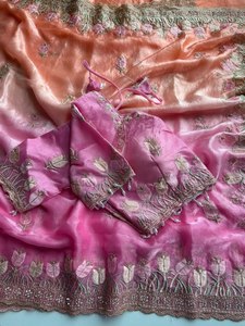 Nuevo Sari de Seda Modal y Organza de Diseñador, Elegante para Bodas, Diwali, Playa, para Adultos, Venta en Línea, Ropa de Fiesta para Mujeres - Product Image 6