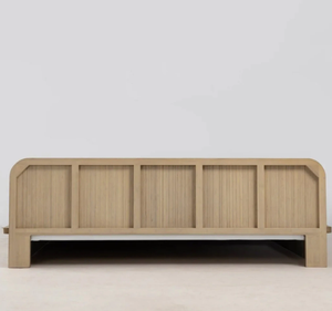 โครงเตียงไม้สักหุ้มผ้าสไตล์โมเดิร์นรักษ์โลก หัวเตียงผ้าแบบมินิมอล สไตล์สแกนดิเนเวียน เตียงแพลตฟอร์มขนาดคิงไซส์ รับประกัน 3 ปี - Product Image 3