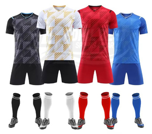 Ensemble de maillots de football pour hommes, col en V, manches courtes, imprimé géométrique, polyester respirant, toutes saisons, sublimé, coupe classique - Product Image 1