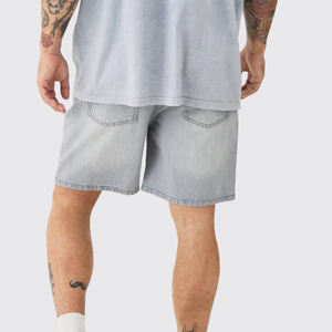 Shorts en jean streetwear respirants de haute qualité avec logo personnalisé, 5 pouces, pour hommes grandes tailles, été, coupe droite, tricotés, fabriqués au Pakistan - Product Image 3