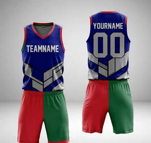 Tenues de basketball vintage personnalisées, respirantes, en mesh, avec sublimation, hauts et shorts de basketball personnalisés, ensembles de maillots de basketball rétro pour hommes - Product Image 1